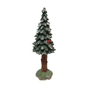 Dept 56 Village Pole Pine Tree Red Bird Accessory Porcelain 8"